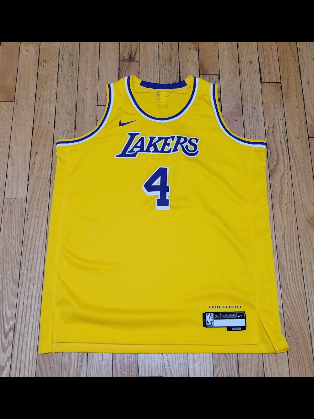 NBA Los Angeles Lakers #4 Yellow and Purple Jersey